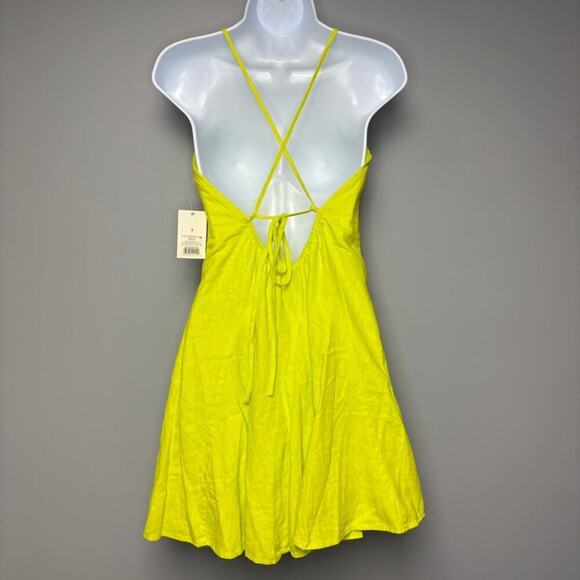 NWT a new day Neon Green Linen Halter A-Line Cover Up Dress Sz S - Picture 2 of 6